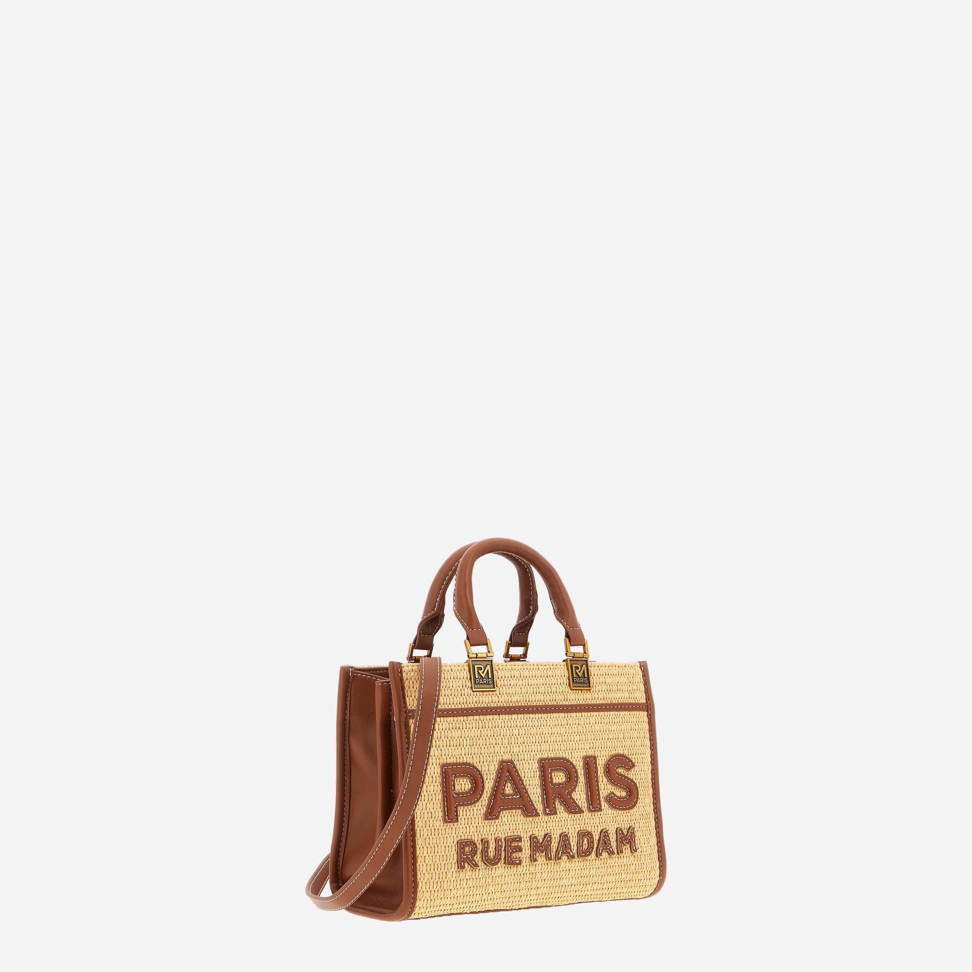 RUE MADAM ICONIQUE MINI TOTE STRAW STRAW BROWN 