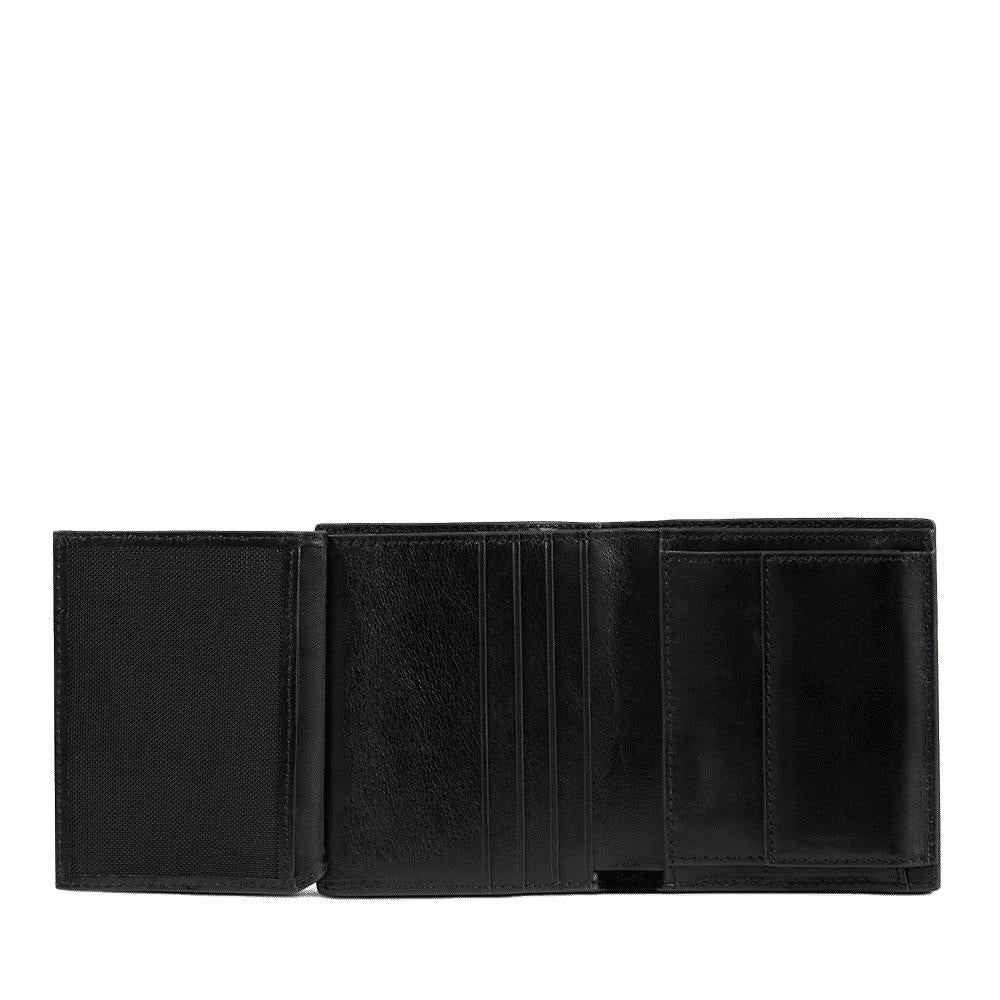 PIQUADRO Portafoglio uomo verticale in pelle, porta monete Nero 