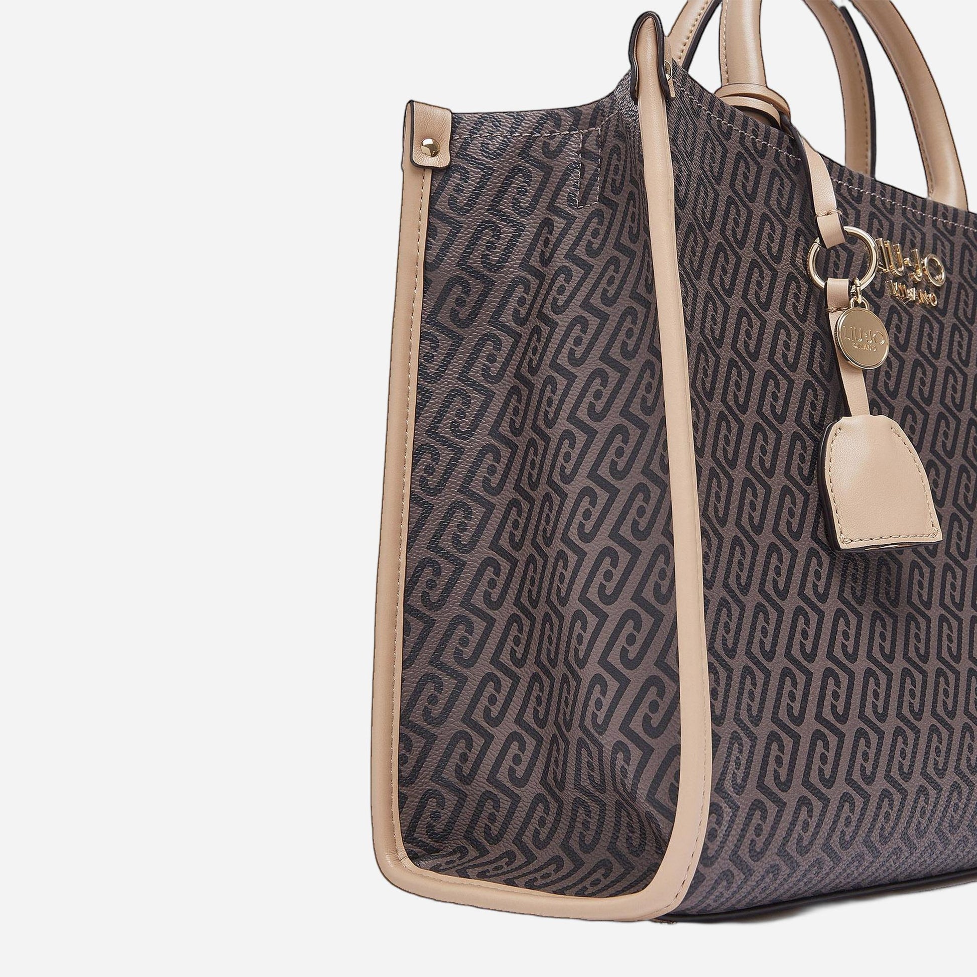 LIU JO Borsa jacquard media Testa moro/dk.cipria 