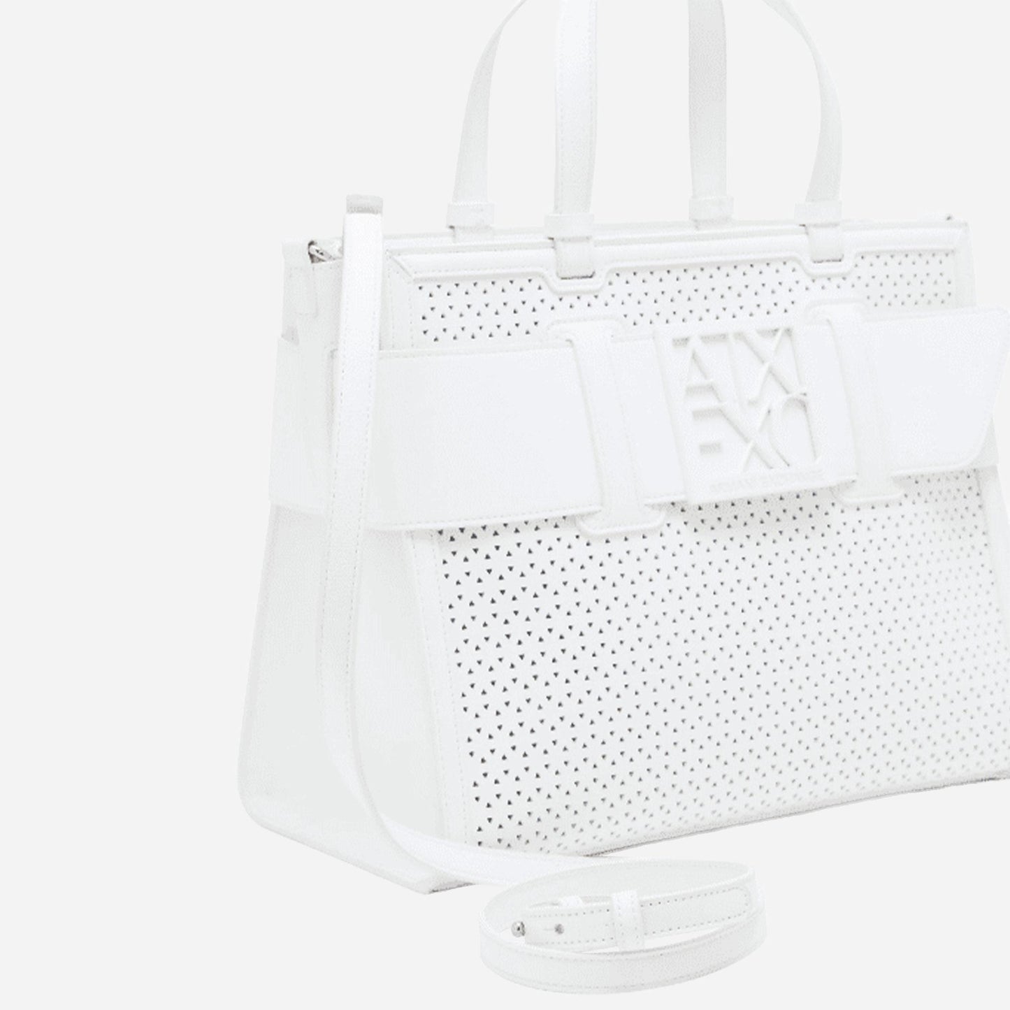 ARMANI EXCHANGE Borsa shopping grande traforata Off White 