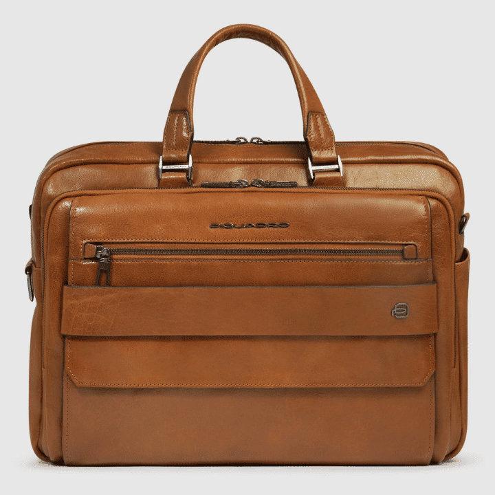 PIQUADRO Cartella  2 manici porta PC 15,6'' in pelle Beige 