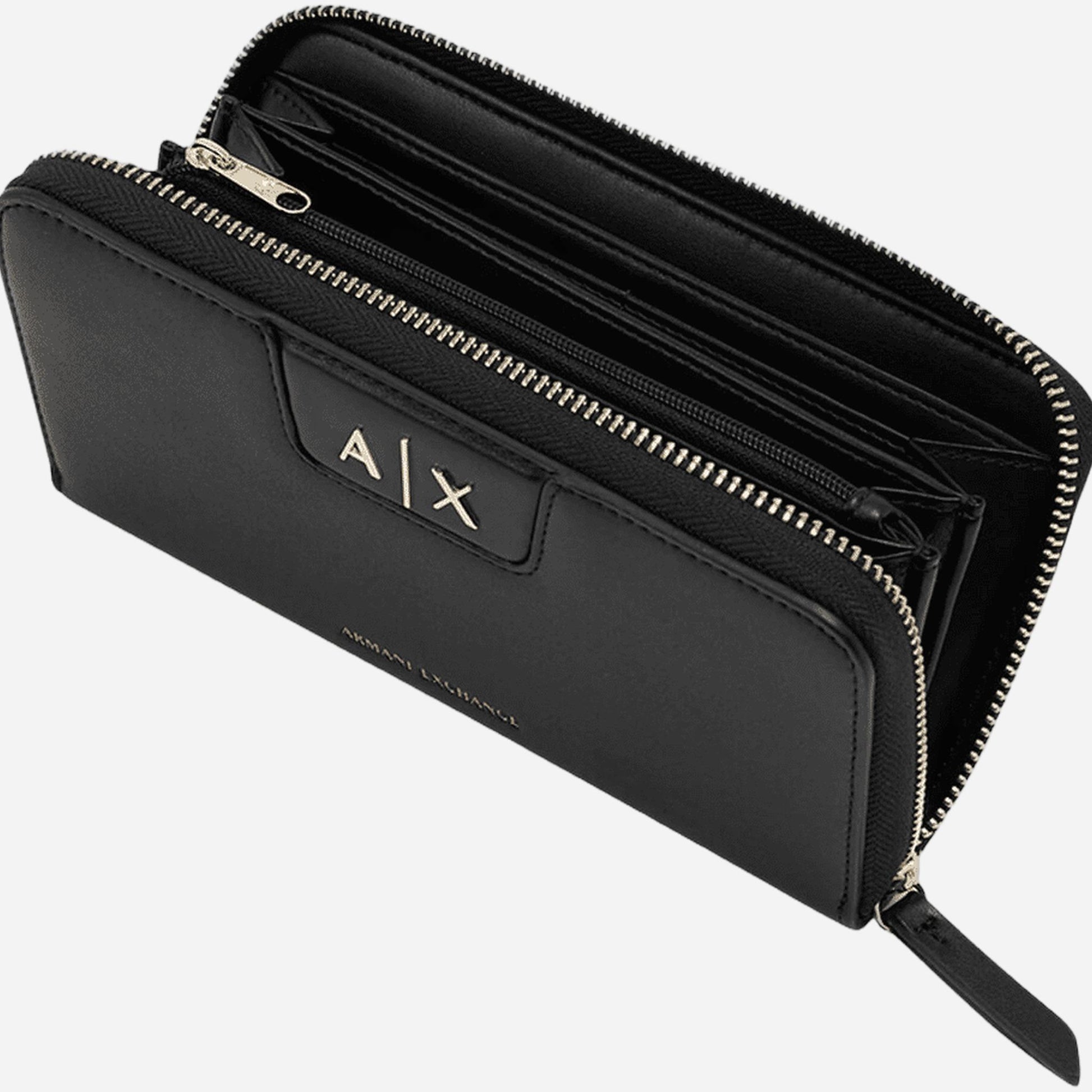 ARMANI EXCHANGE Amelie Portafoglio con portamonete zip BLACK 