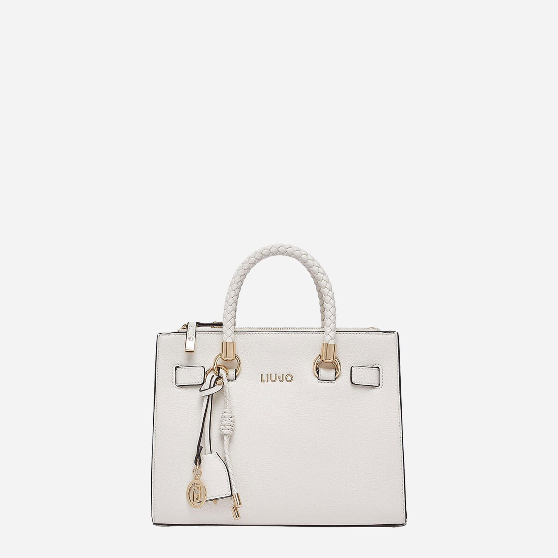 LIU JO Borsa satchel piccola con charms CREAM 
