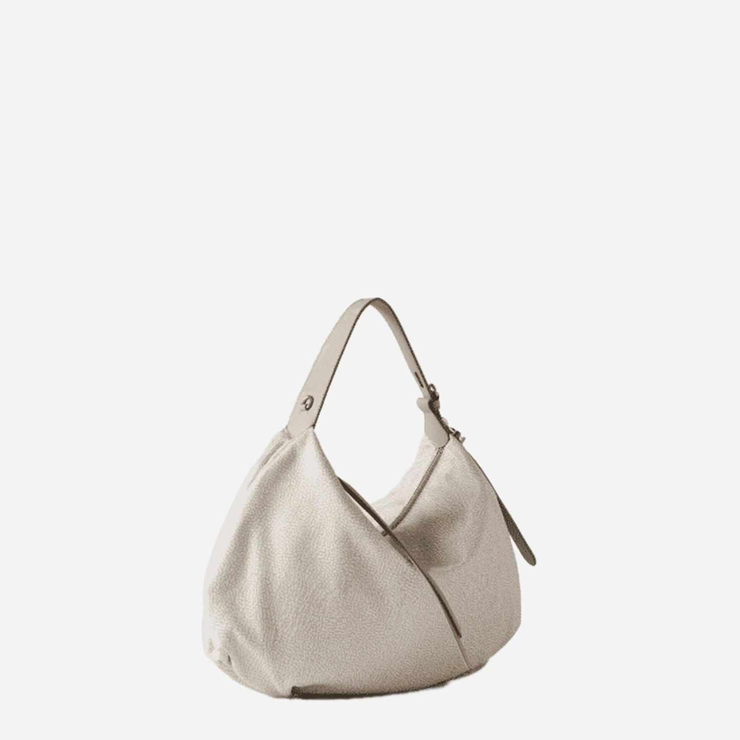 borbonese PRIVE BORSA HOBO MEDIUM WHITE COTTON 