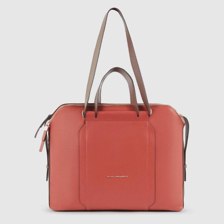 PIQUADRO Borsa donna porta pc con scomparto arancio/marrone 