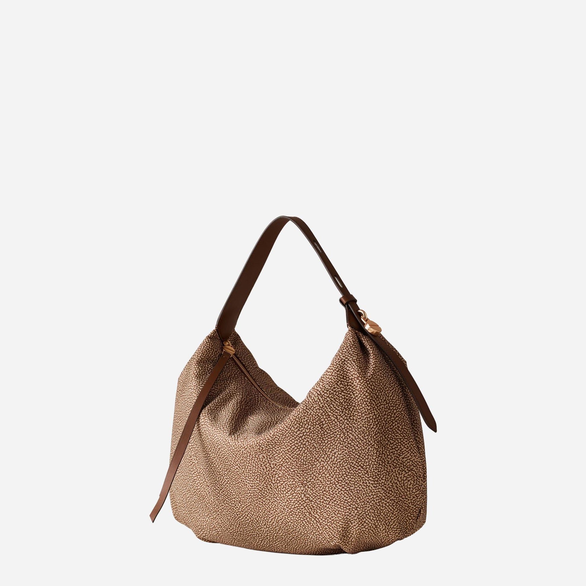 borbonese PRIVE BORSA HOBO MEDIUM Beige/marrone 