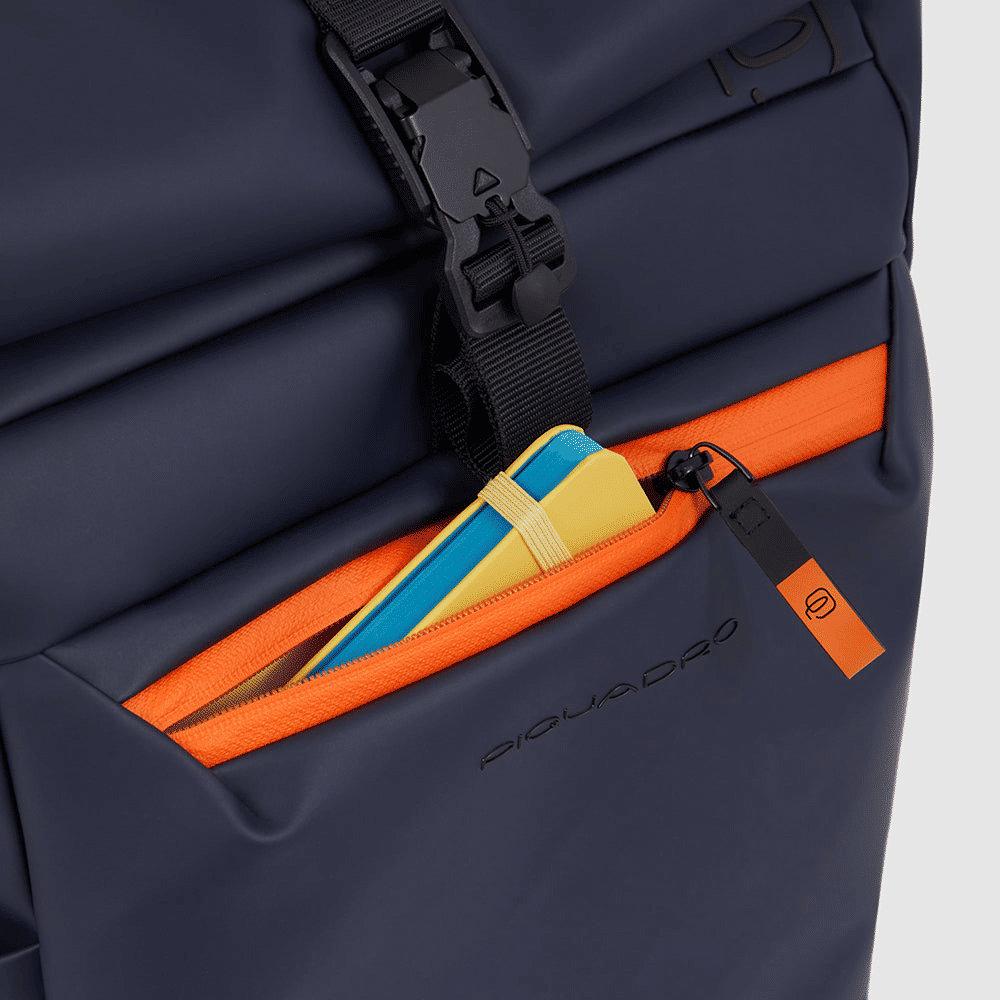 PIQUADRO Zaino roll-top per PC e iPad® Blu 