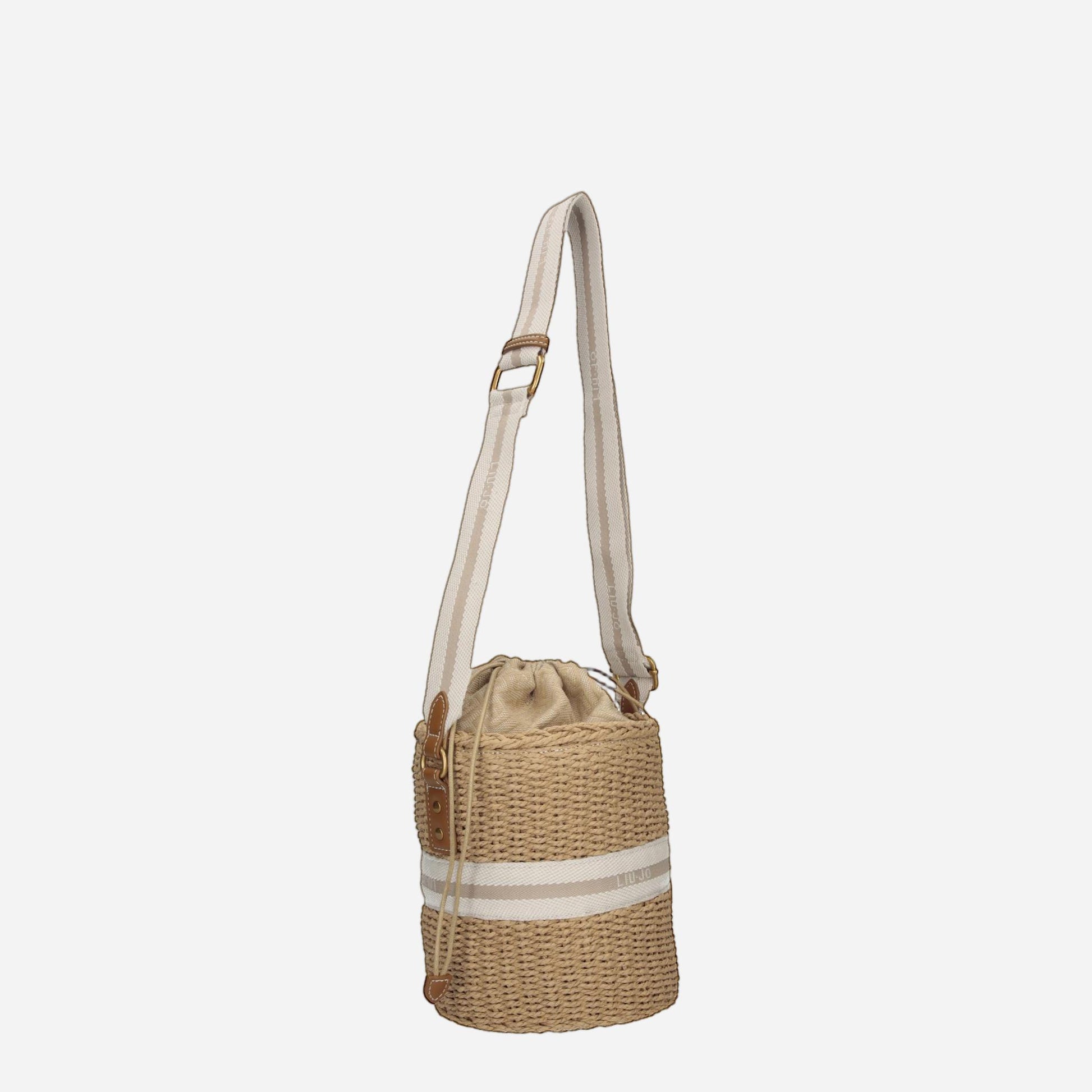 LIU JO Borsa secchiello in paglia CREAM 