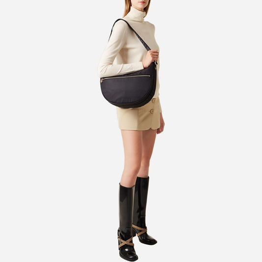 borbonese ECO LINE LUNA BAG MIDDLE DARK BLACK 