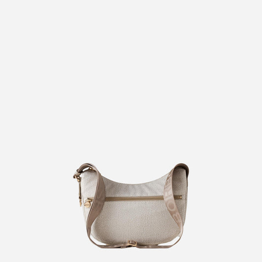 borbonese ECO LINE LUNA BAG SMALL WHITE COTTON 