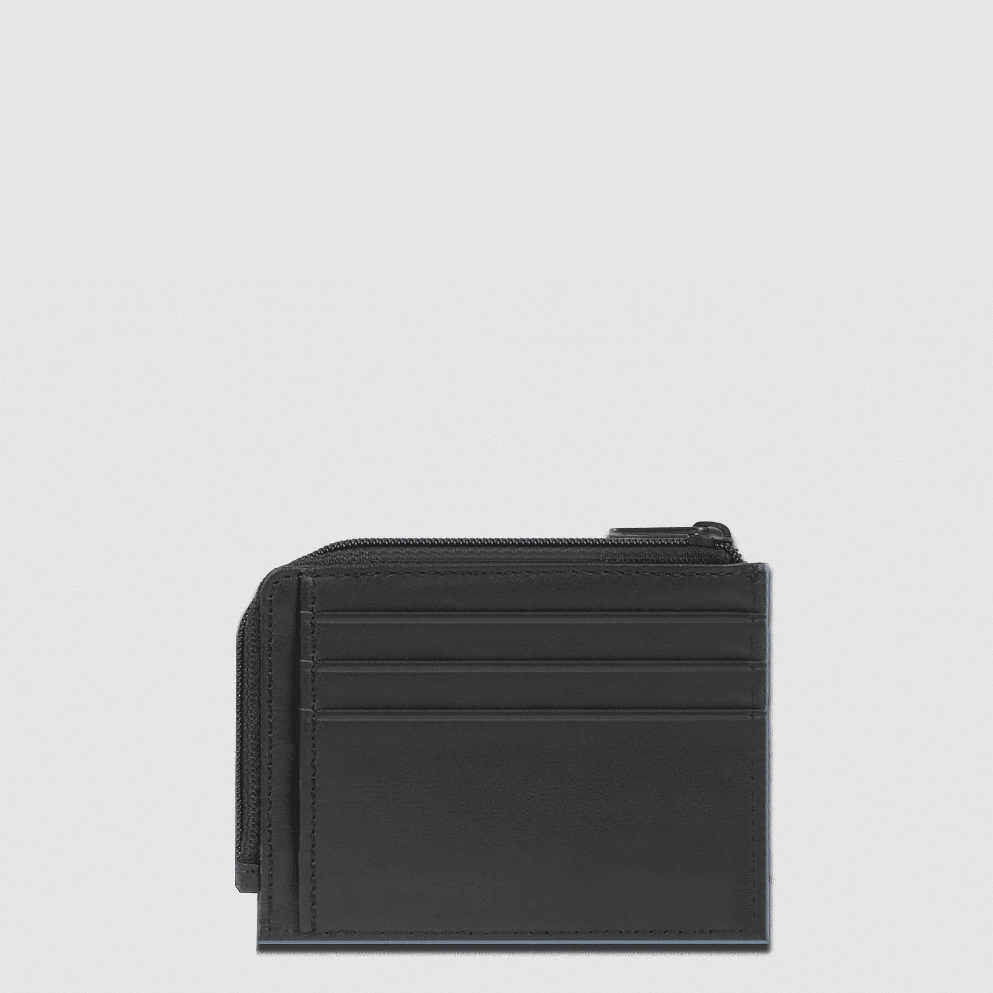 PIQUADRO Portamonete in pelle con porta documenti e carte Nero 