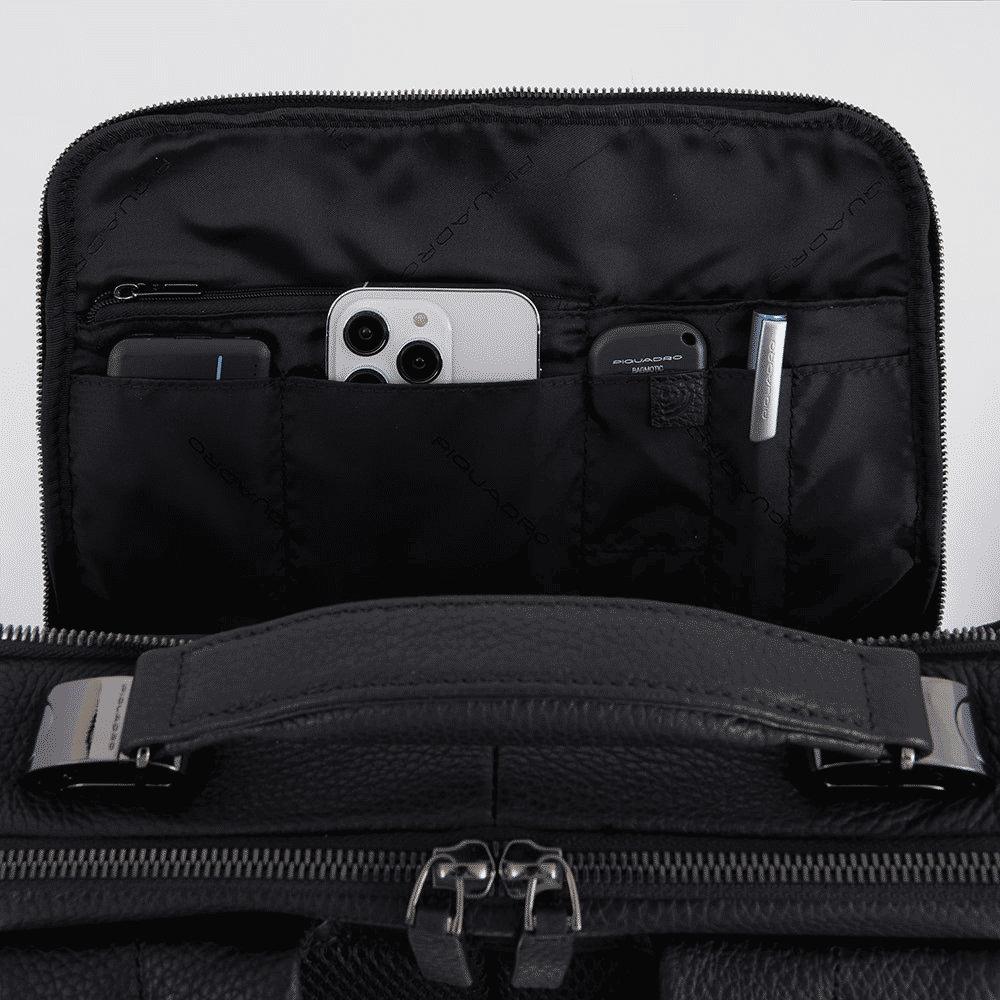 PIQUADRO Zaino uomo porta PC e porta iPad® in pelle Nero 