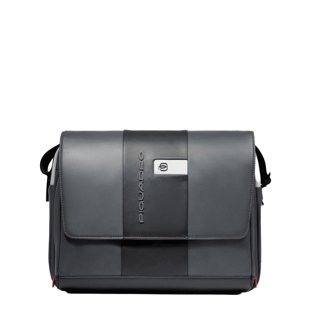 PIQUADRO Borsa messenger uomo in pelle porta pc Grigio/nero 