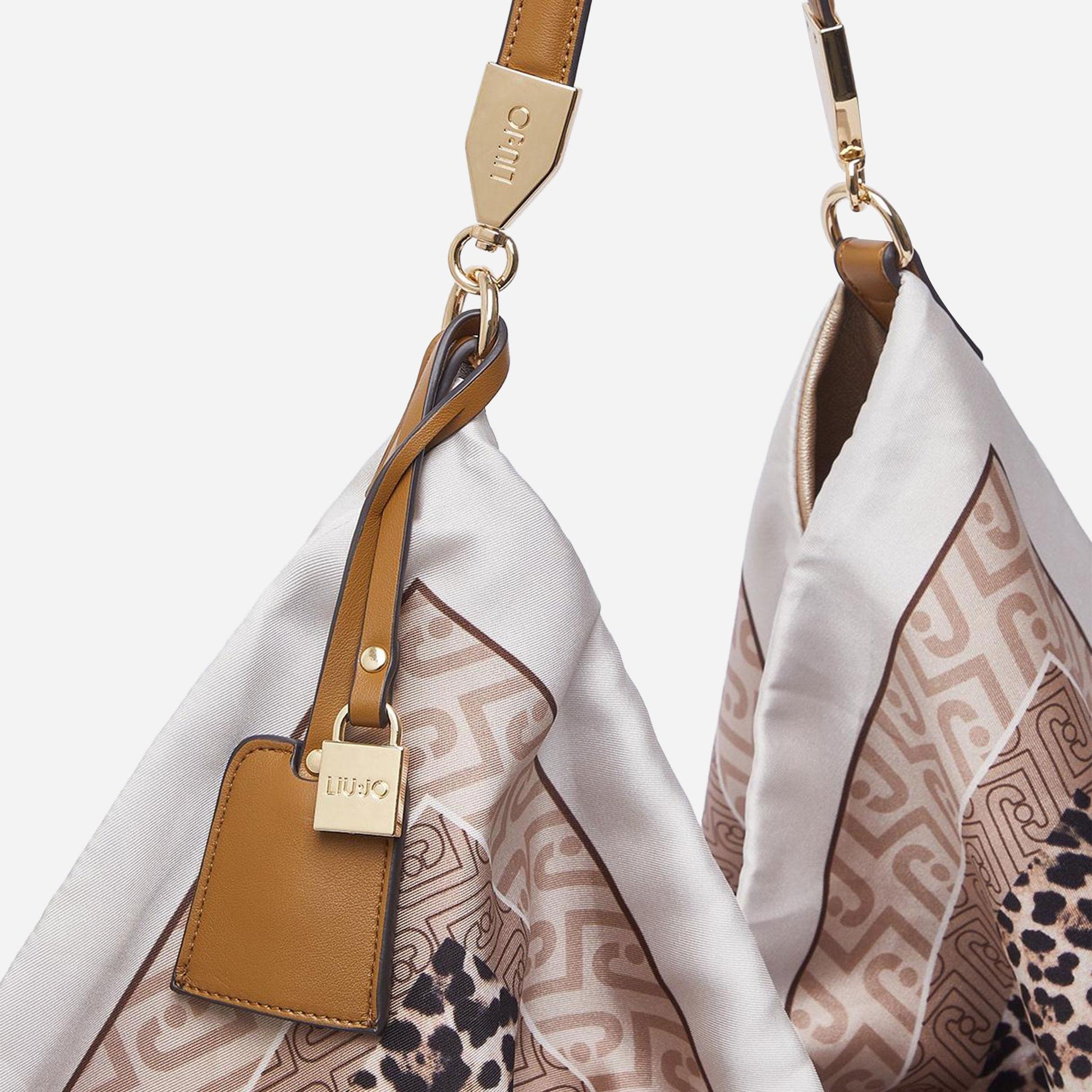 LIU JO Borsa foulard media Animalier natural 