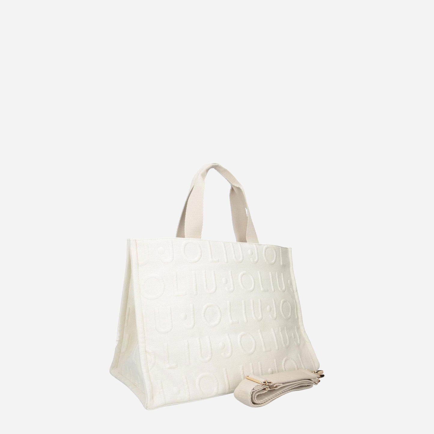 LIU JO Borsa tote media in maglia WHITE CREAM 