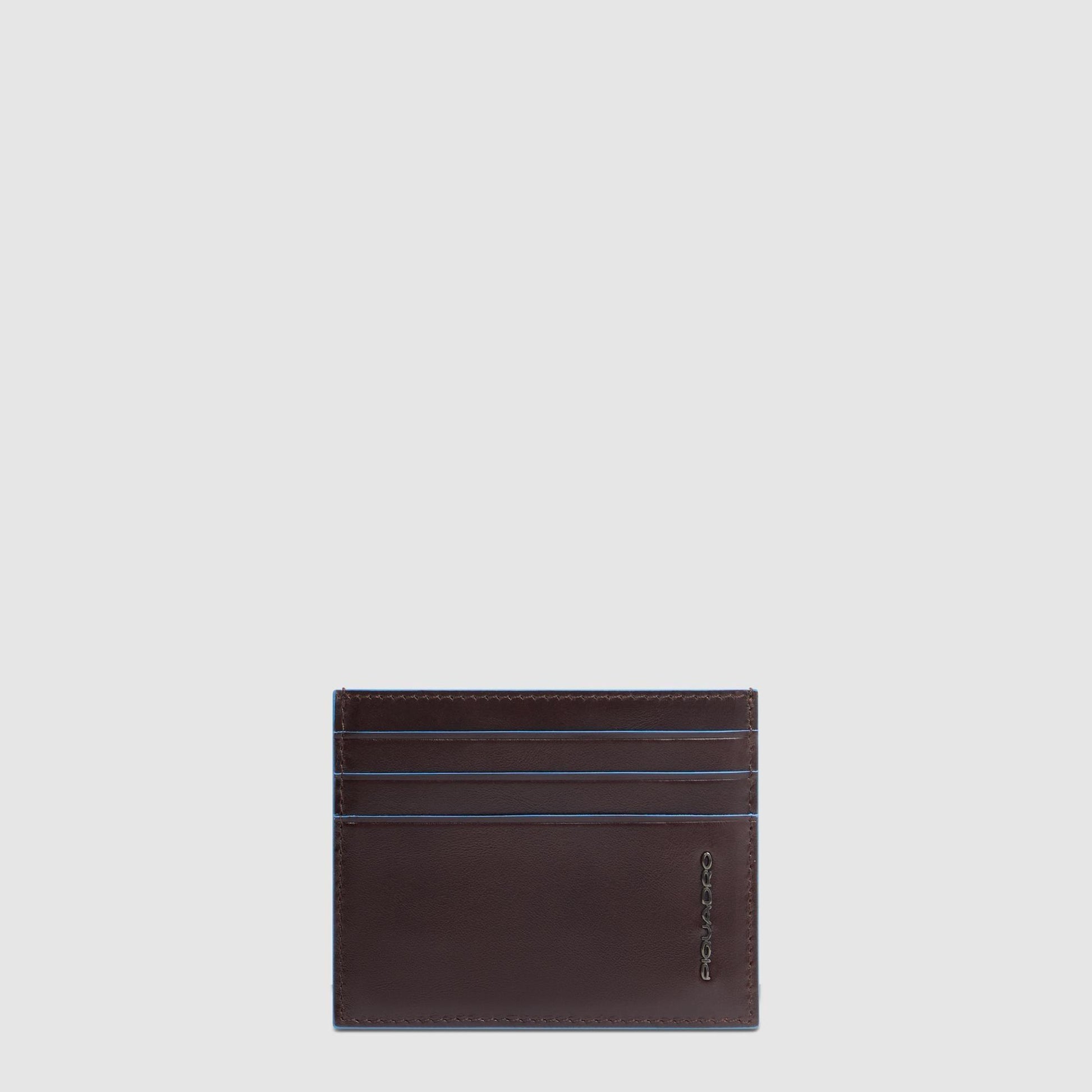 PIQUADRO Portacarte di credito uomo sottile in pelle Mogano 