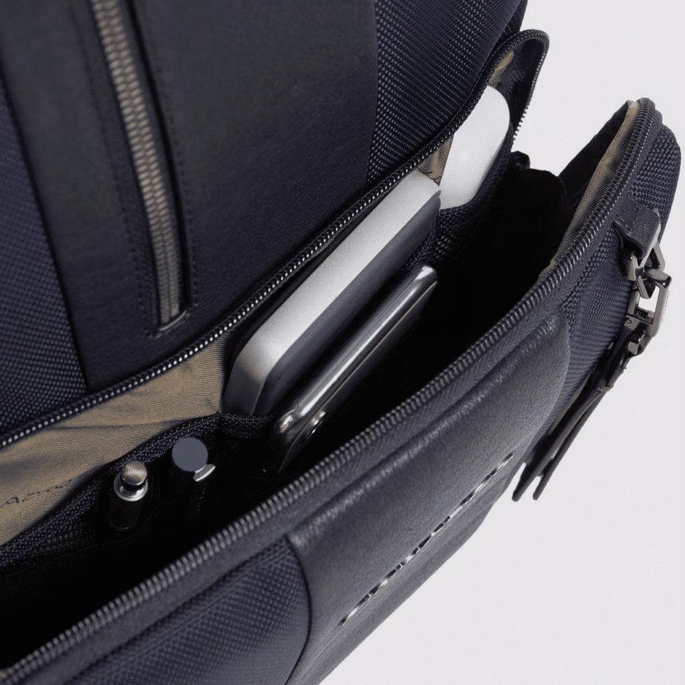 PIQUADRO Zaino iconico all-tech in pelle e tessuto Blu 
