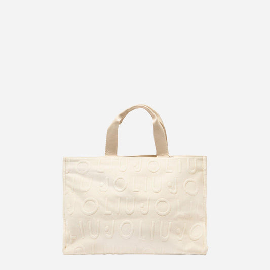 LIU JO Borsa tote media in maglia WHITE CREAM 