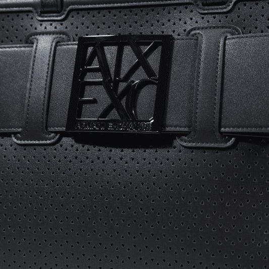 ARMANI EXCHANGE Borsa shopping grande traforata BLACK 