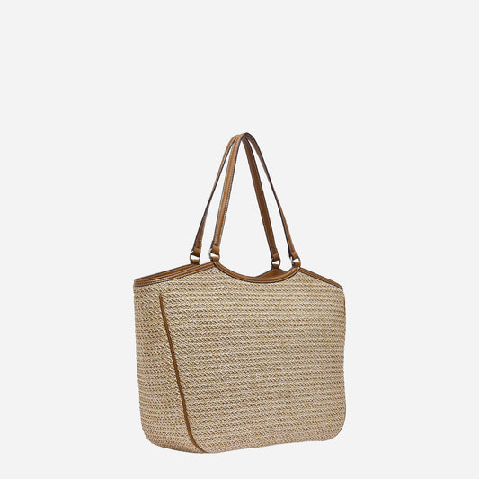 LIU JO Borsa tote grande in rafia Naturale 