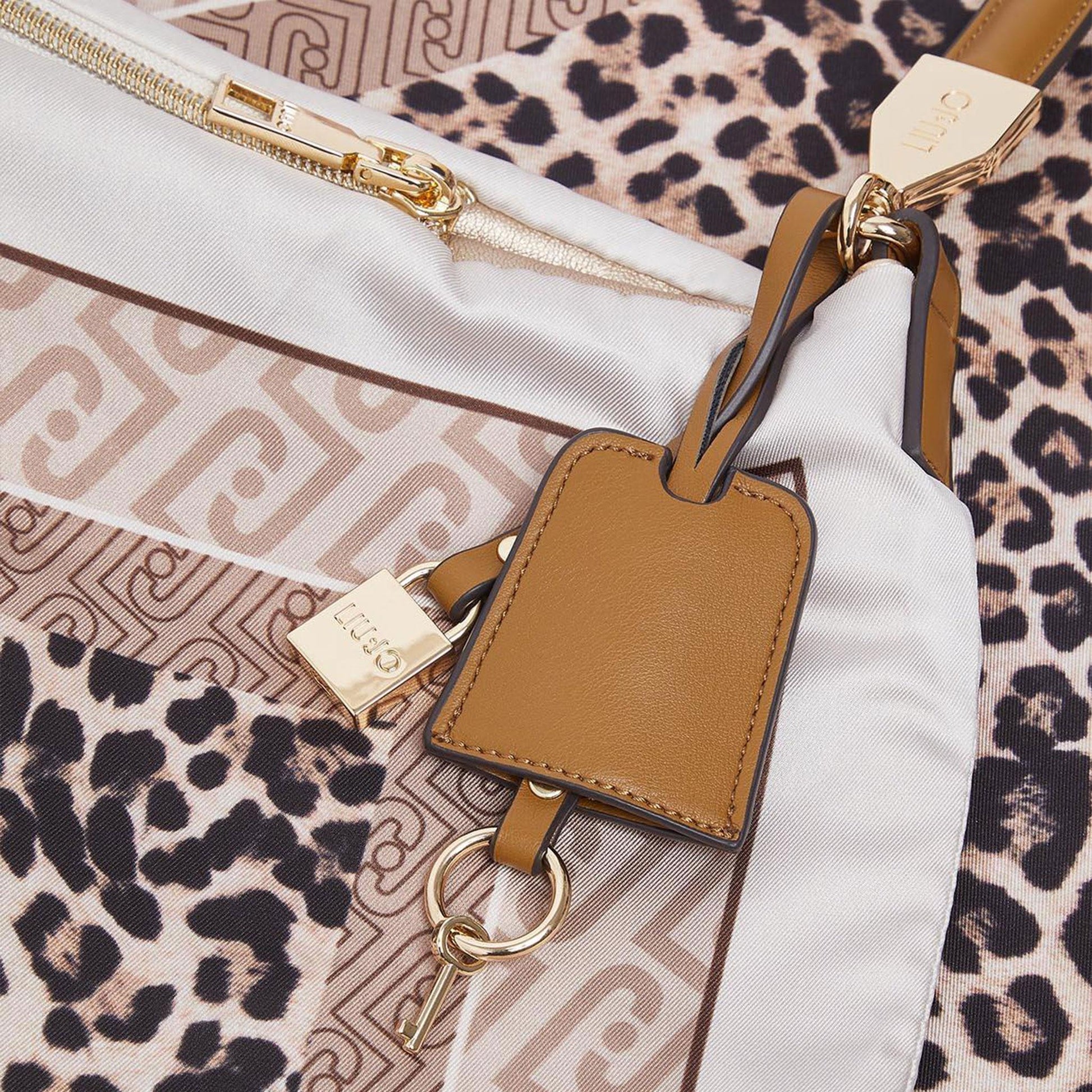 LIU JO Borsa foulard media Animalier natural 