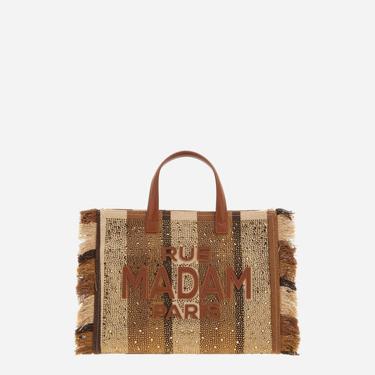 RUE MADAM CASABLANCA TOTE STRIPES BROWN 