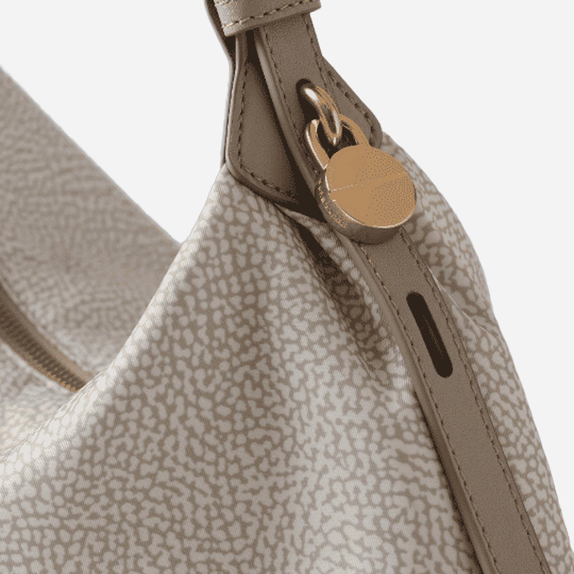 borbonese PRIVE BORSA HOBO MEDIUM WHITE COTTON 