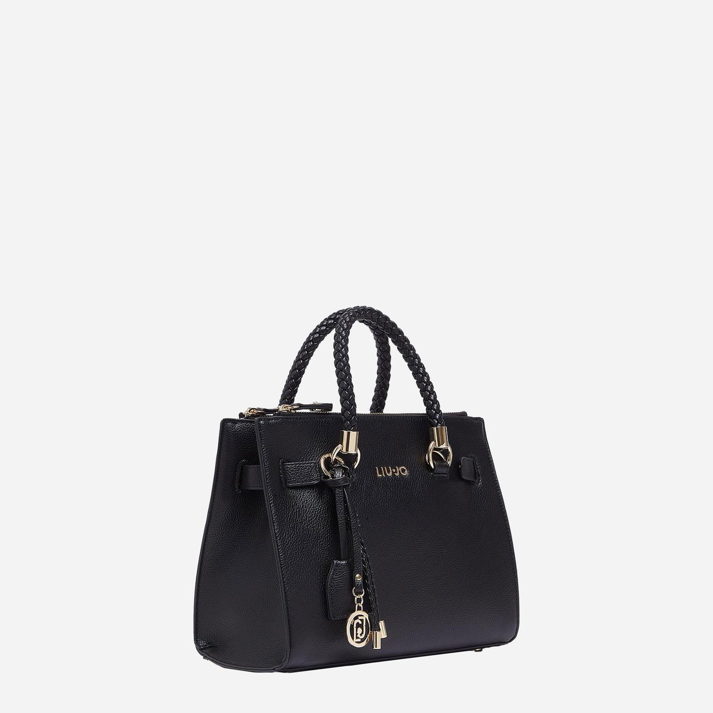 LIU JO Borsa satchel piccola con charms BLACK 