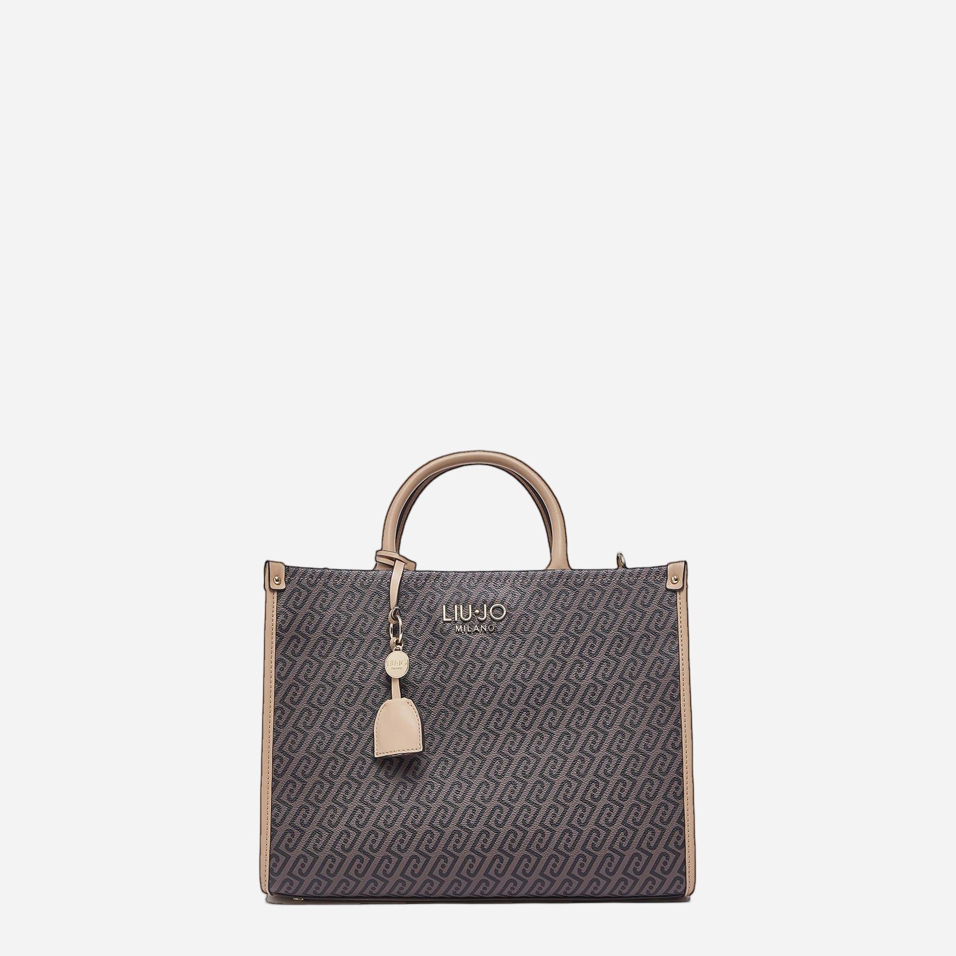 LIU JO Borsa jacquard media Testa moro/dk.cipria 