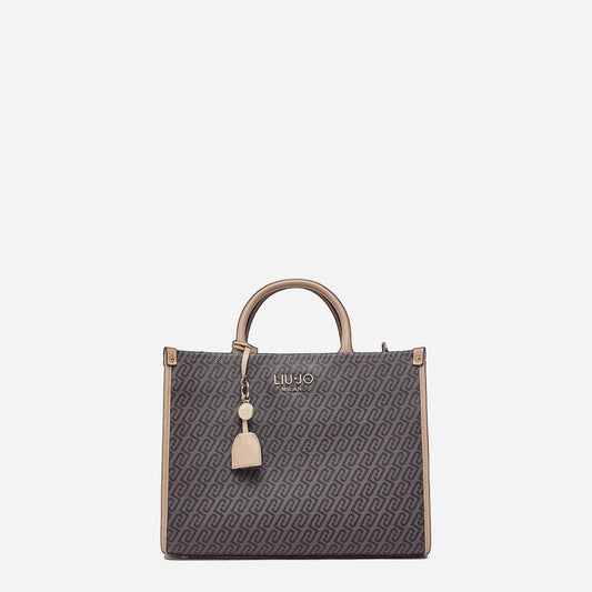 LIU JO Borsa jacquard media Testa moro/dk.cipria 