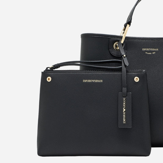 Emporio Armani SHOPPING BAG NERO/SILVER 