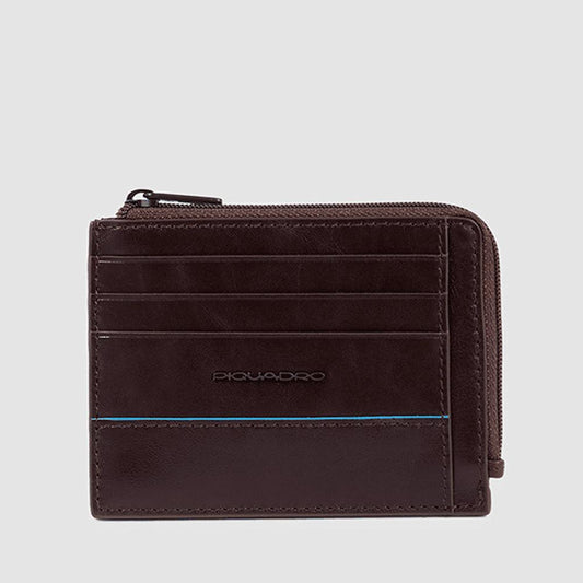 PIQUADRO Portamonete in pelle con porta documenti e carte Mogano 