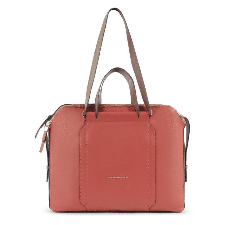 PIQUADRO Borsa donna porta pc con scomparto arancio/marrone 