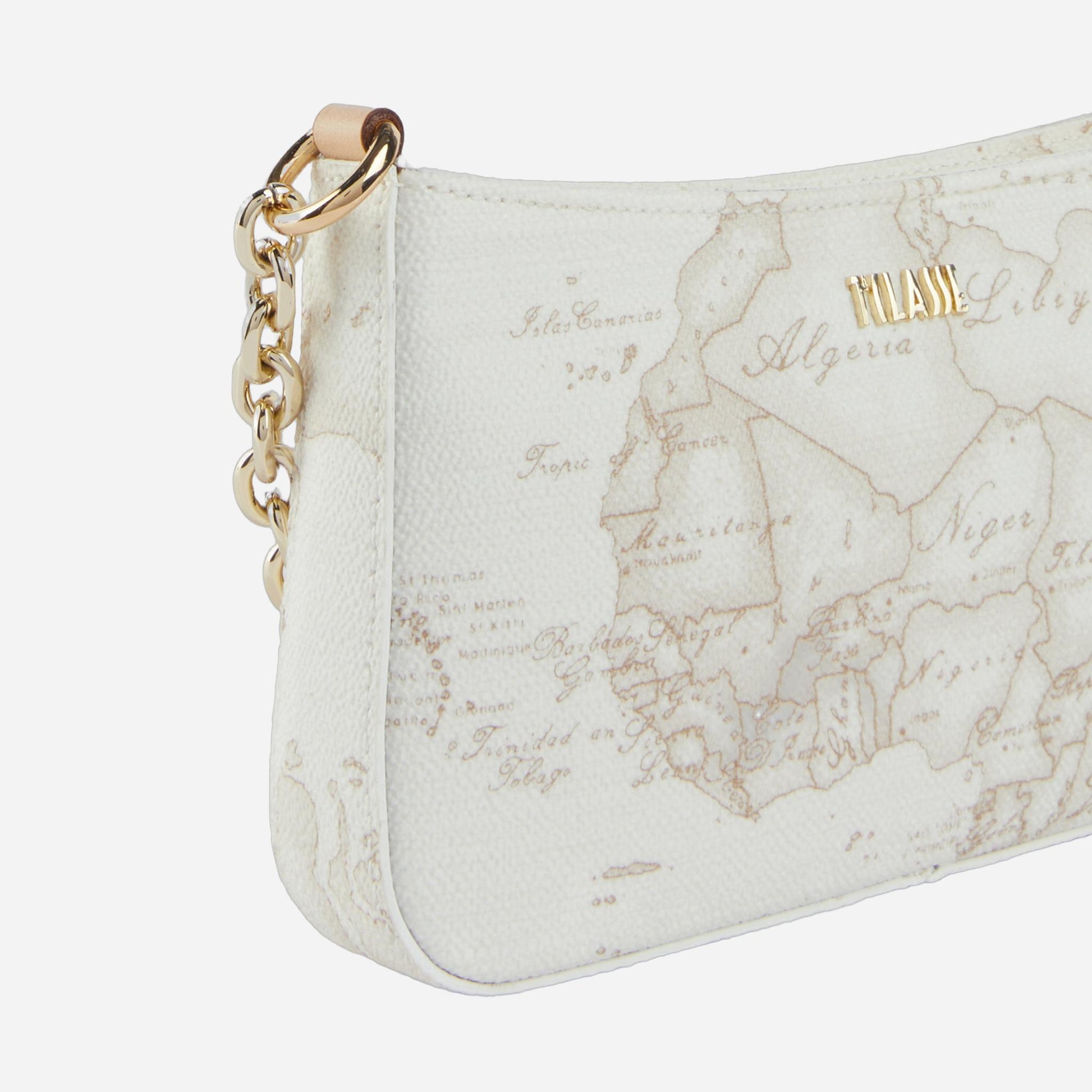 ALVIERO MARTINI Pochette con tracolla in tessuto Geo White Naturale Geo White 