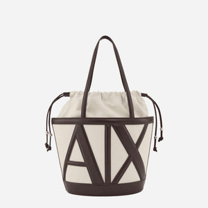 ARMANI EXCHANGE Borsa shopper a spalla in canvas NATURAL / DUSK SHADE 