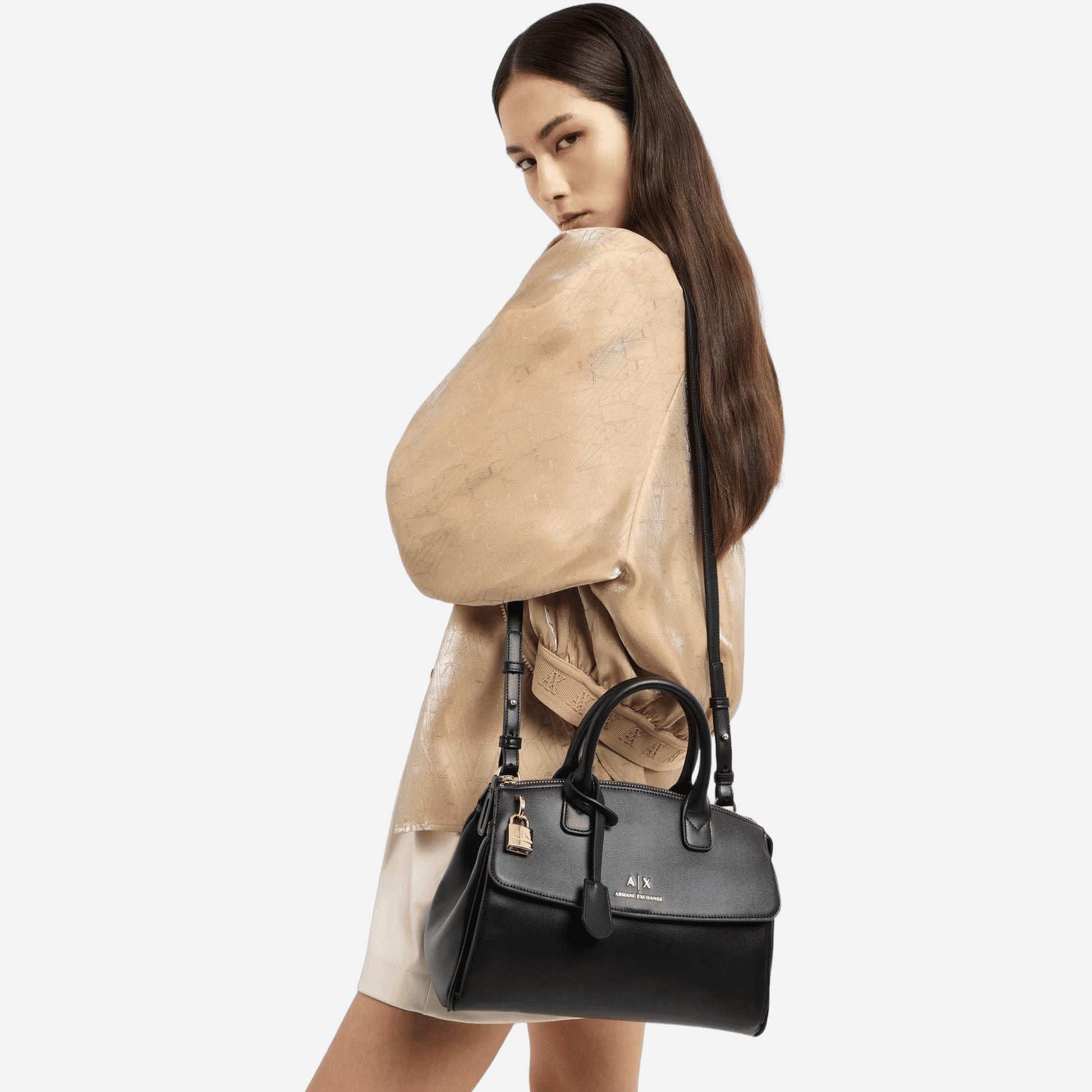 ARMANI EXCHANGE Borsa a mano in ecopelle BLACK 
