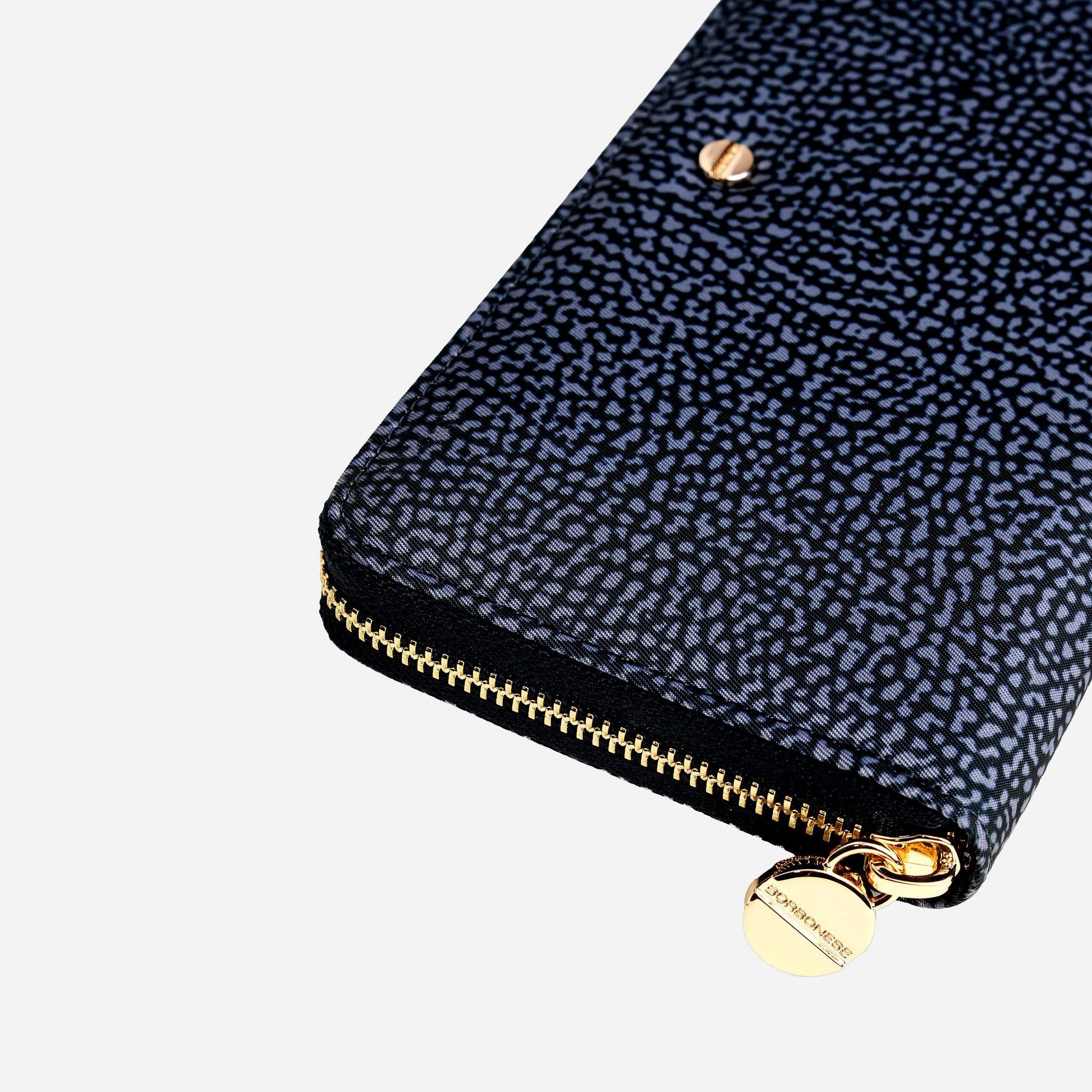 borbonese PORTAFOGLIO LARGE ZIP AROUND Blu lapis 