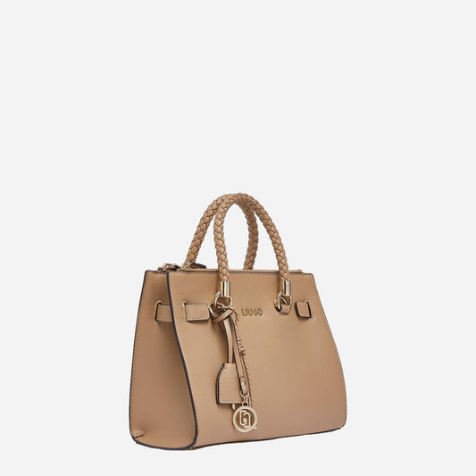 LIU JO Borsa satchel piccola con charms Cammello 