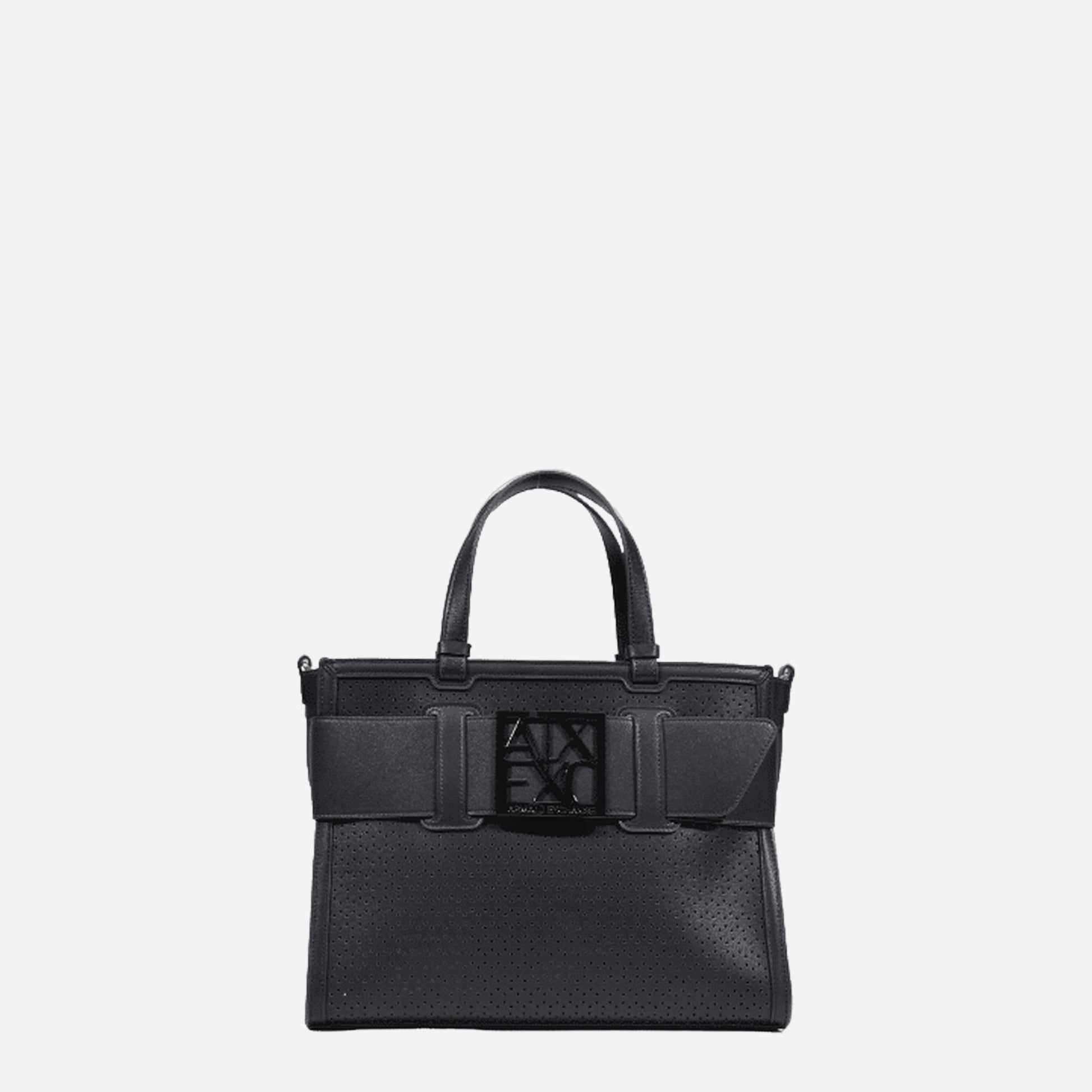 ARMANI EXCHANGE Borsa shopping grande traforata BLACK 