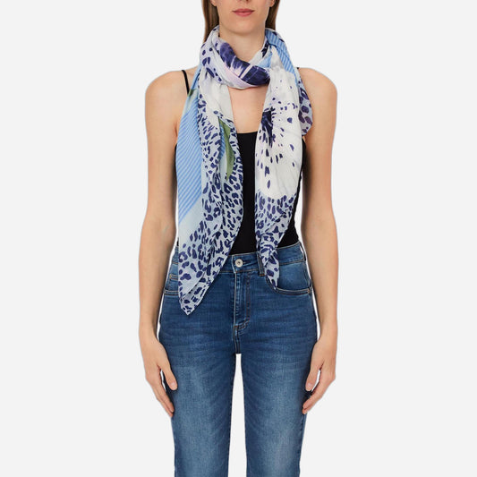 LIU JO Foulard grande con orchidea Bright blue wave 