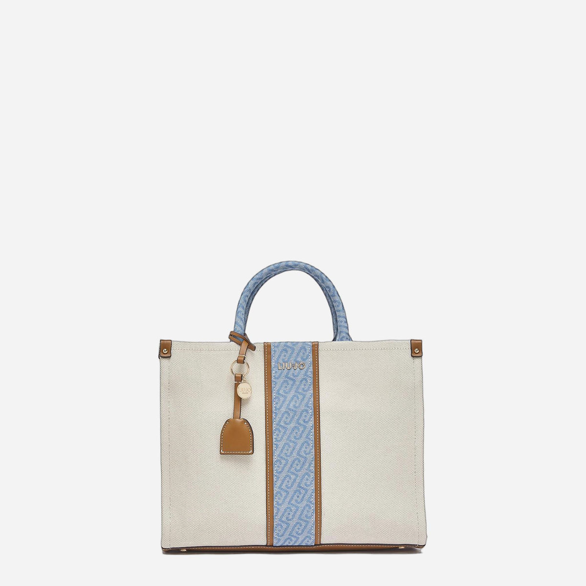 LIU JO Borsa jacquard media Neutro/denim 