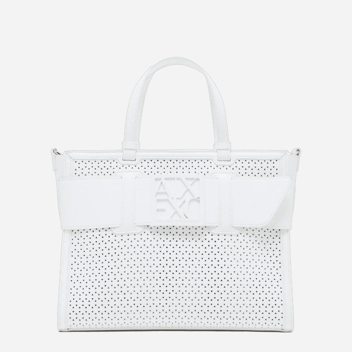 ARMANI EXCHANGE Borsa shopping grande traforata Off White 