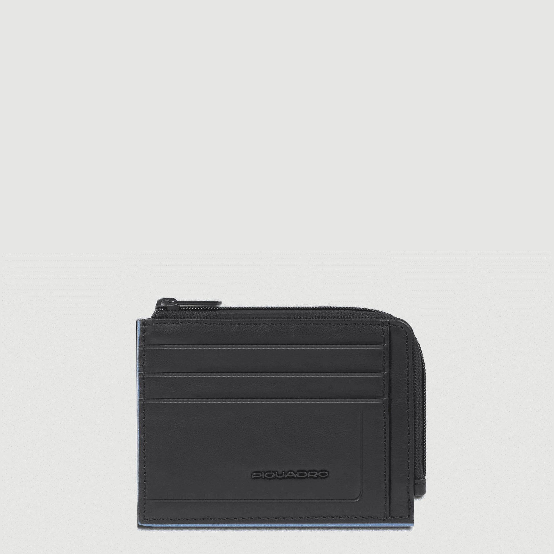 PIQUADRO Portamonete in pelle con porta documenti e carte Nero 