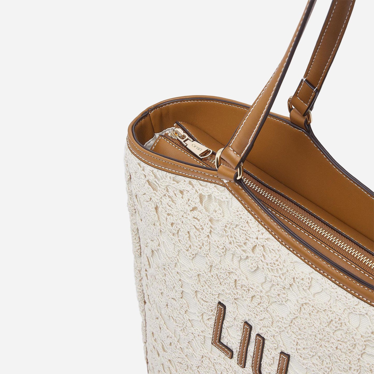 LIU JO Borsa tote grande in pizzo CREAM 