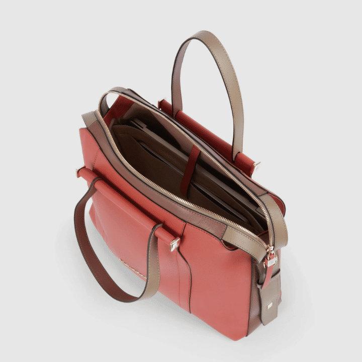 PIQUADRO Borsa donna porta pc e porta iPad®Pro 12,9" arancio/marrone 
