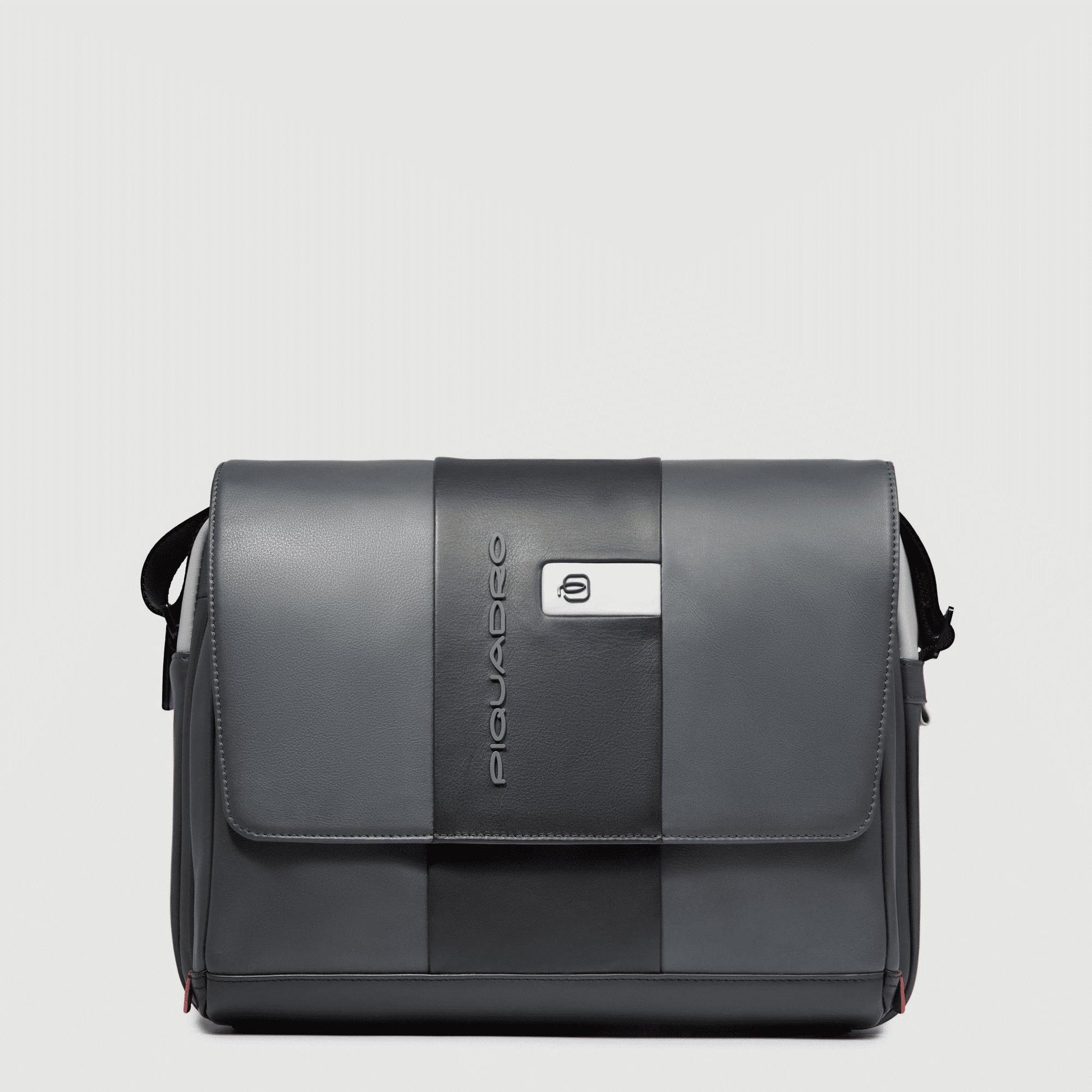 PIQUADRO Borsa messenger uomo in pelle porta pc Grigio/nero 