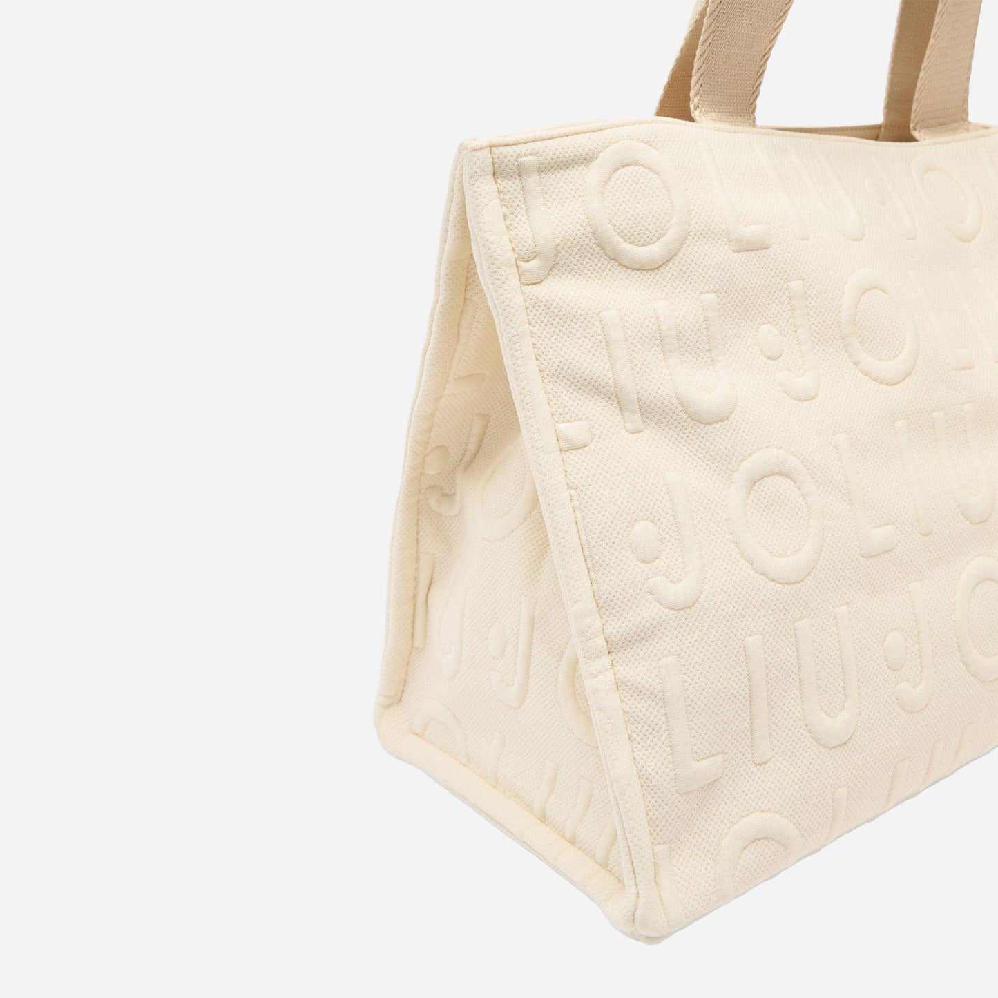 LIU JO Borsa tote media in maglia WHITE CREAM 