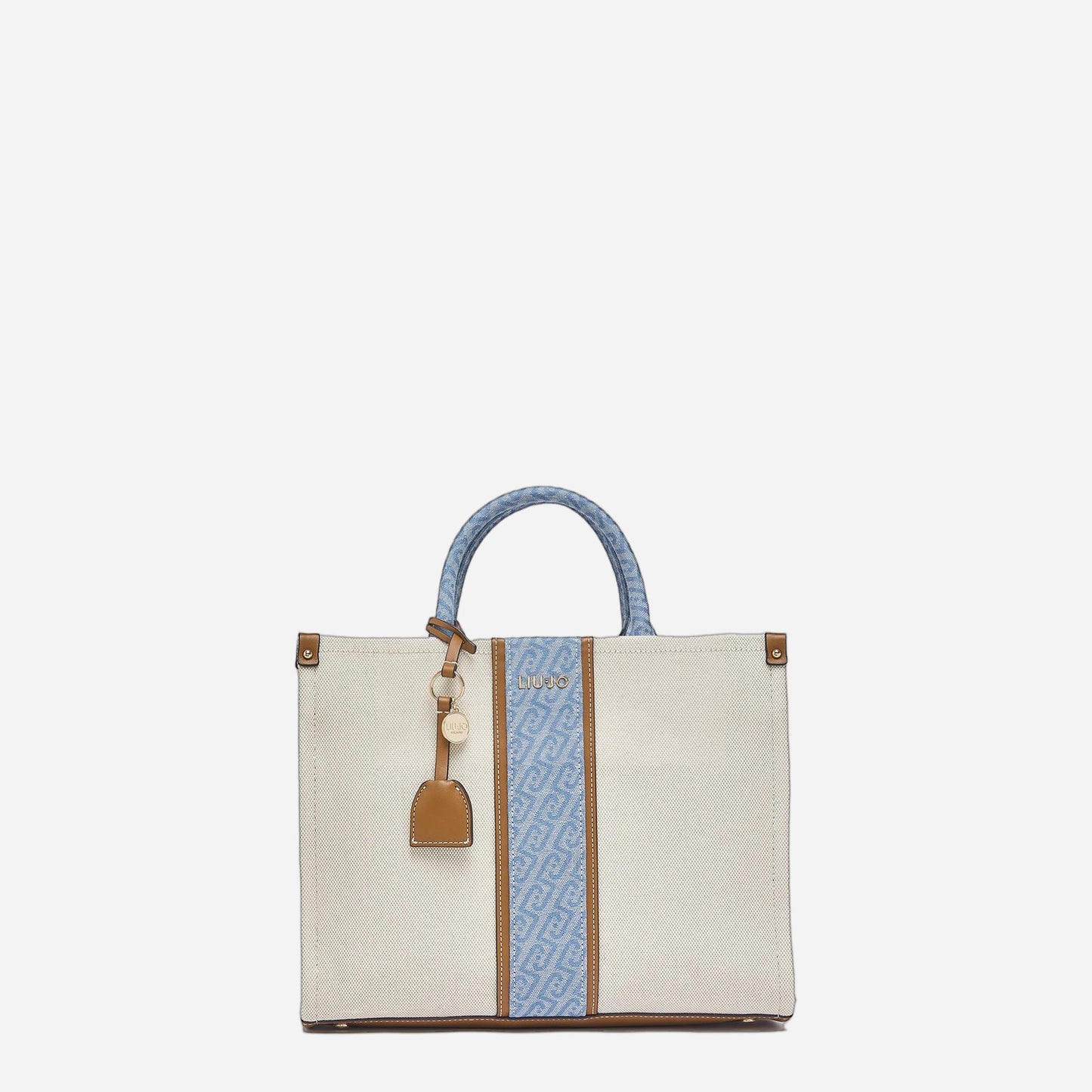 LIU JO Borsa jacquard media Neutro/denim 