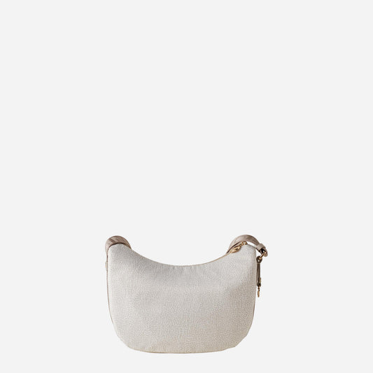 borbonese ECO LINE LUNA BAG SMALL WHITE COTTON 