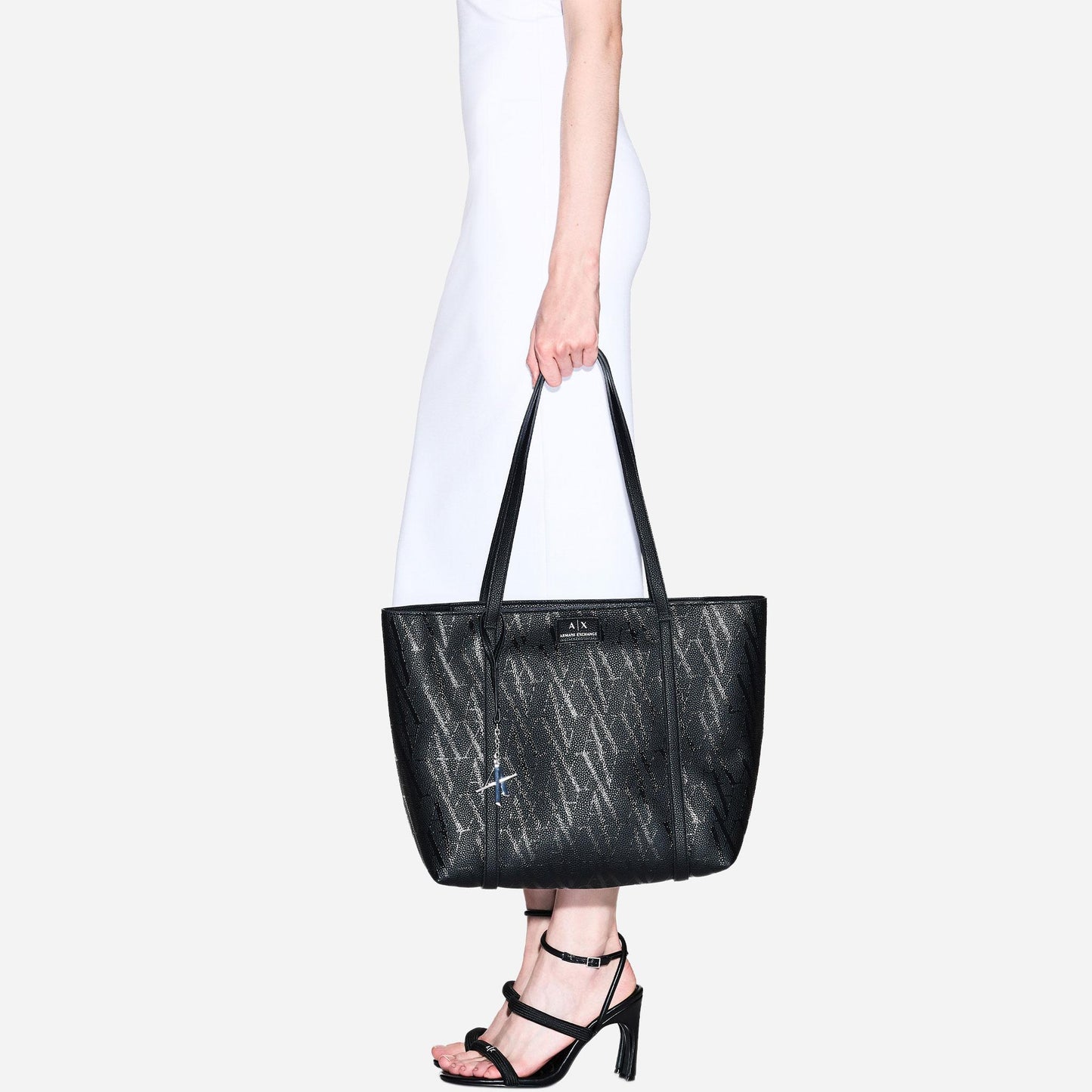 ARMANI EXCHANGE Borsa a mano in pelle BLACK/BLACK 